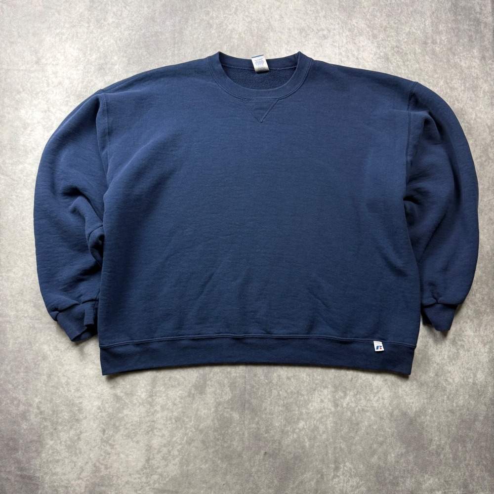 Russell Athletic Dri-Power Crewneck Sweatshirt Navy Blue Mens XL Pullover